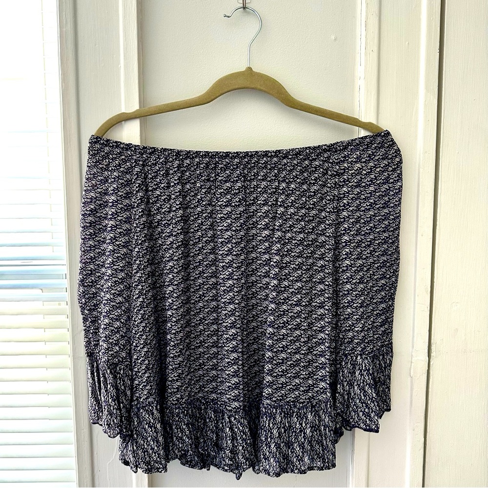 Lucky Brand Off The Shoulder 3 Quarter Sleeve Sheer Purple Blouse Size XS